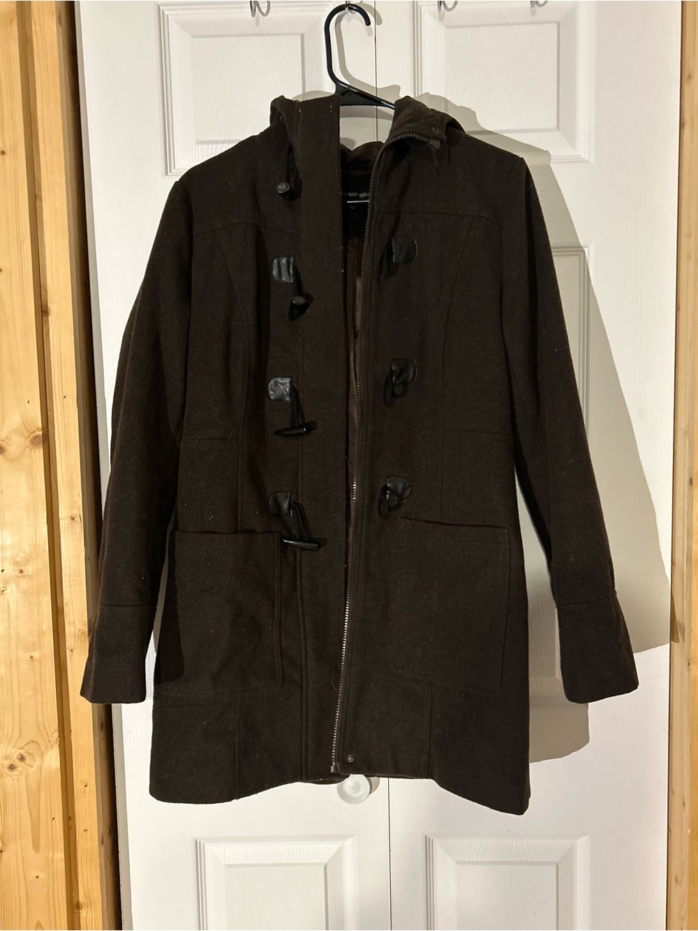 Ambiance Brown Wool Toggle Trench Coat
